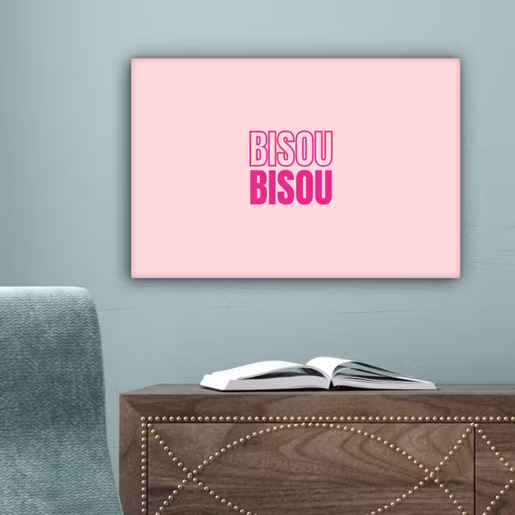 Bisou - Roze - Minimalistisch canvas 2cm klein -sfeer4
