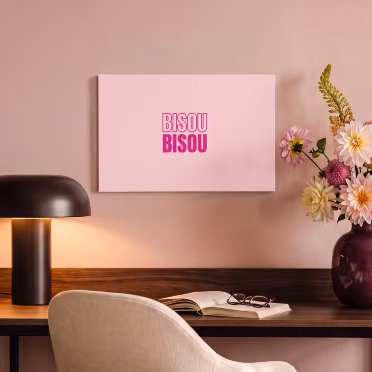 Bisou - Roze - Minimalistisch canvas 2cm klein -sfeer4