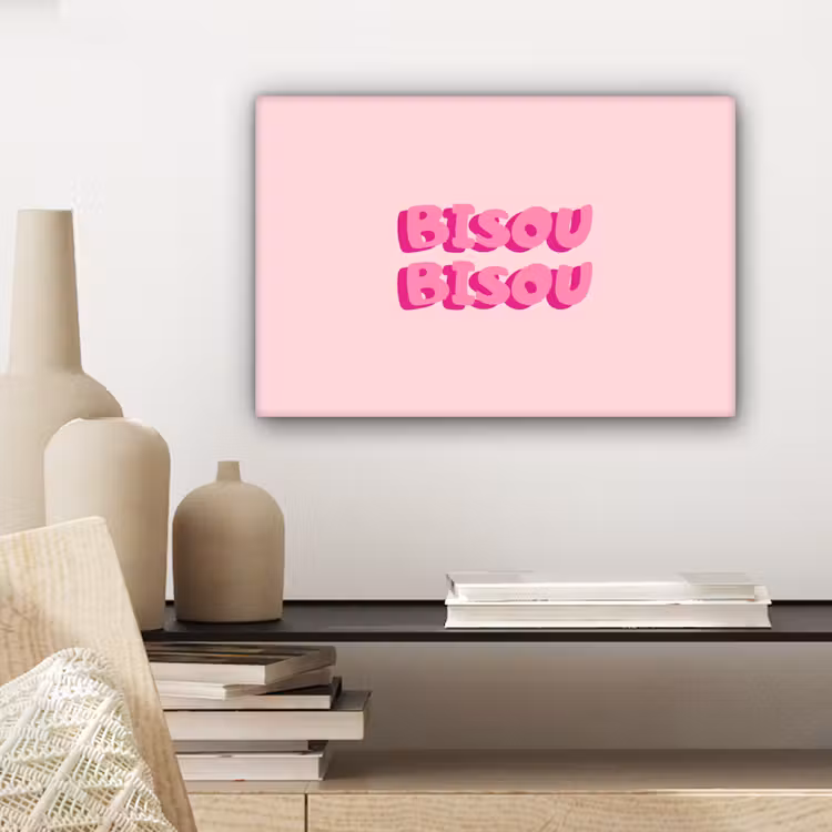 Bisou - Roze - Dikke letters canvas 2cm klein -sfeer6
