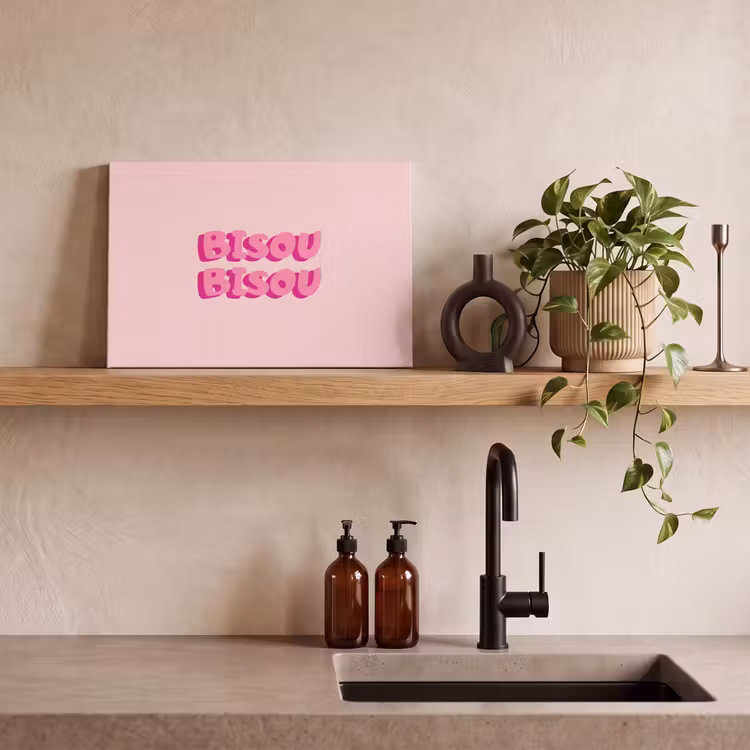 Bisou - Roze - Dikke letters canvas 2cm klein -sfeer3