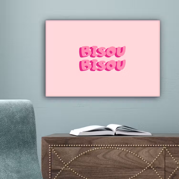 Bisou - Roze - Dikke letters canvas 2cm klein -sfeer4