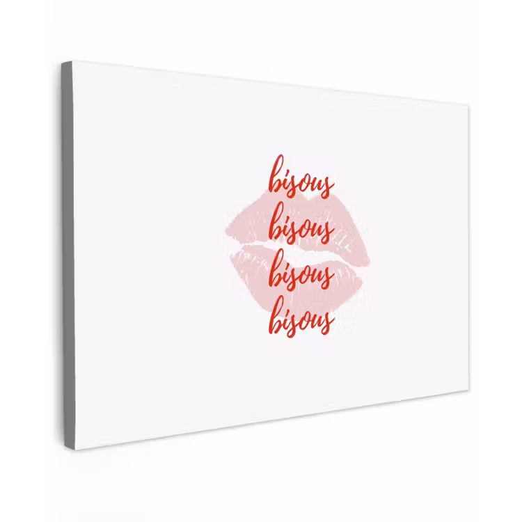 Bisous - Lip - Wit - Rood canvas 2cm klein -z3d
