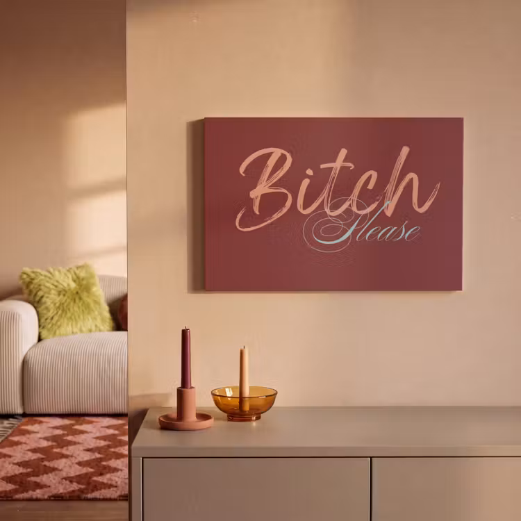 Bitch please - Rood - Blauw canvas 2cm klein -sfeer1