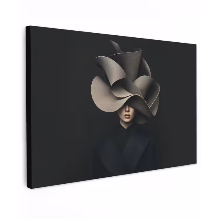 Zwarte - Hoed - Vrouw canvas 2cm klein -z3d