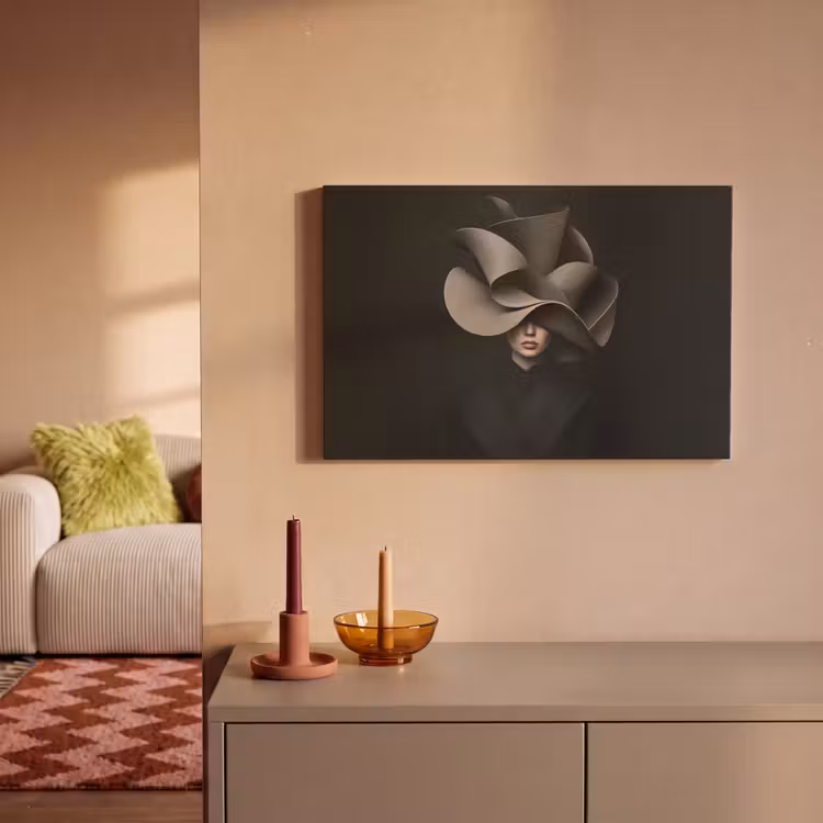 Zwarte - Hoed - Vrouw canvas 2cm klein -sfeer1