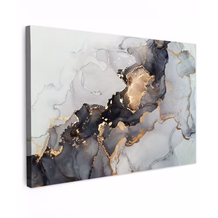 Zwart - Marmer - Luxe - Goud canvas 2cm klein -z3d