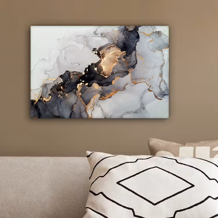 Zwart - Marmer - Luxe - Goud canvas 2cm klein -sfeer3