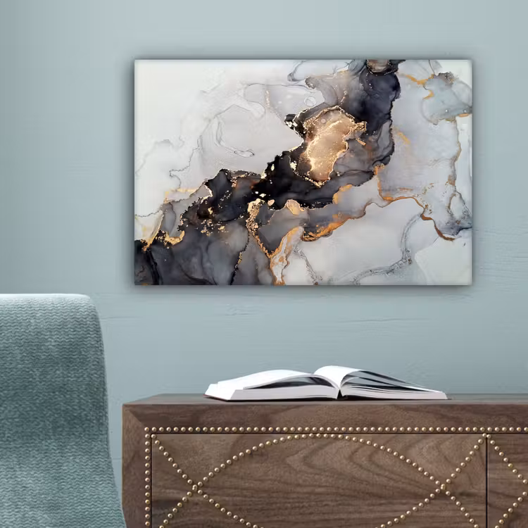 Zwart - Marmer - Luxe - Goud canvas 2cm klein -sfeer4