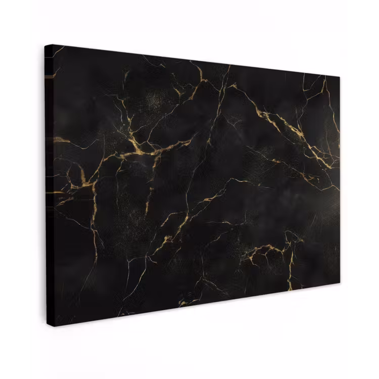 Zwart marmer - Gouden aders - Klassiek canvas 2cm klein -z3d