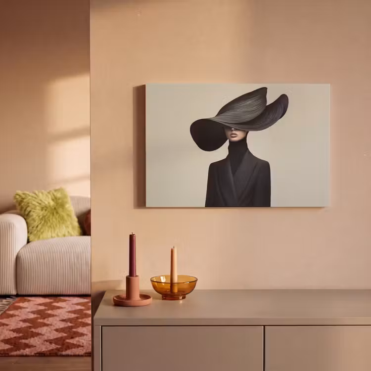 Zwart - Vrouw - Hoed canvas 2cm klein -sfeer1