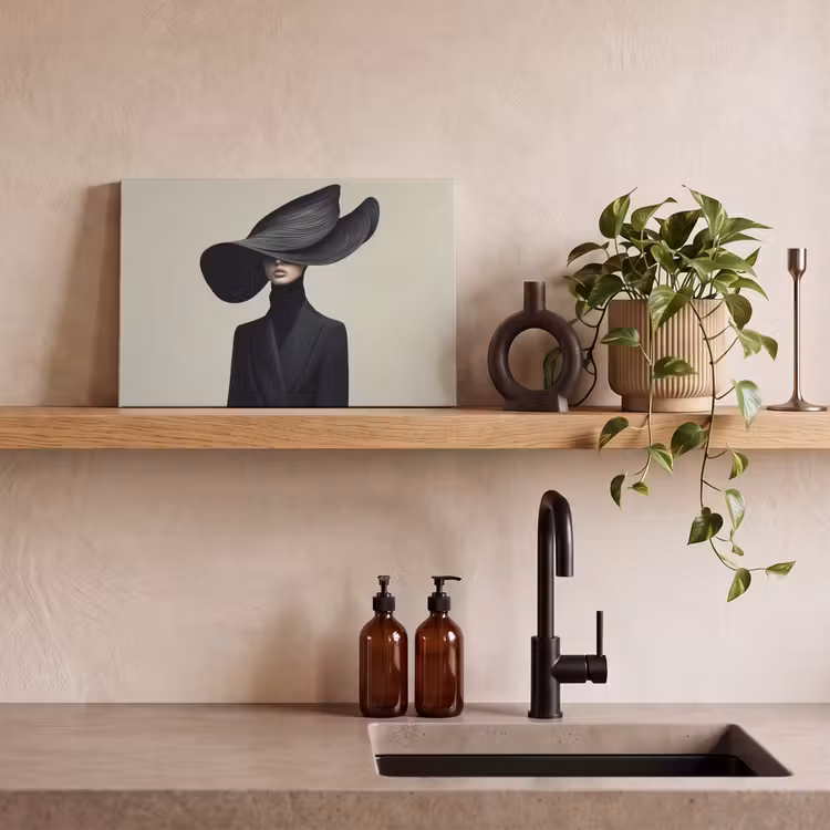 Zwart - Vrouw - Hoed canvas 2cm klein -sfeer3