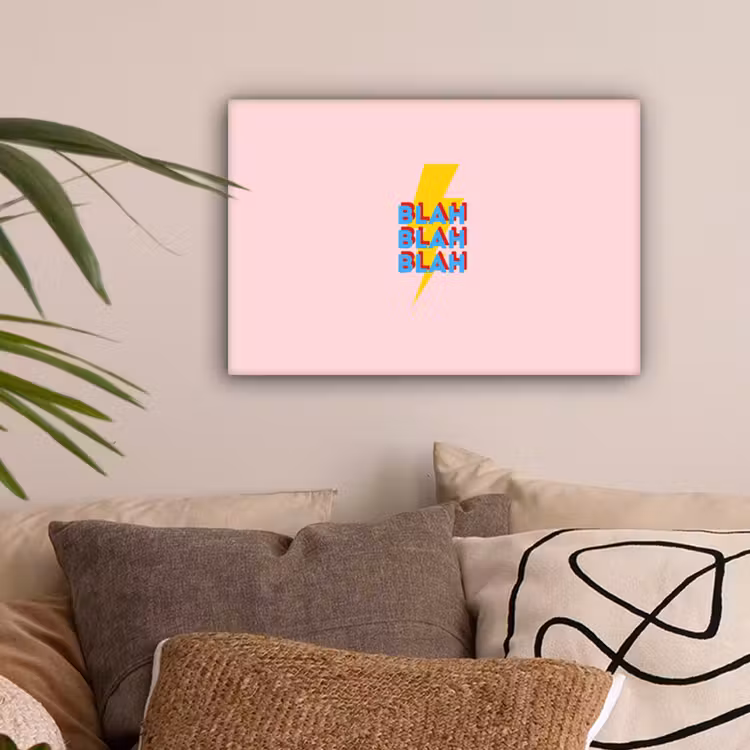Blah - Bliksem - Roze canvas 2cm klein -z3d