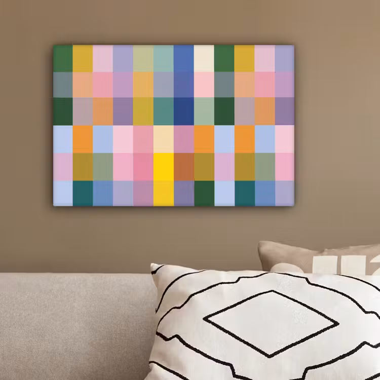Blokken - Vierkant - Patroon - Gekleurd canvas 2cm klein -sfeer3