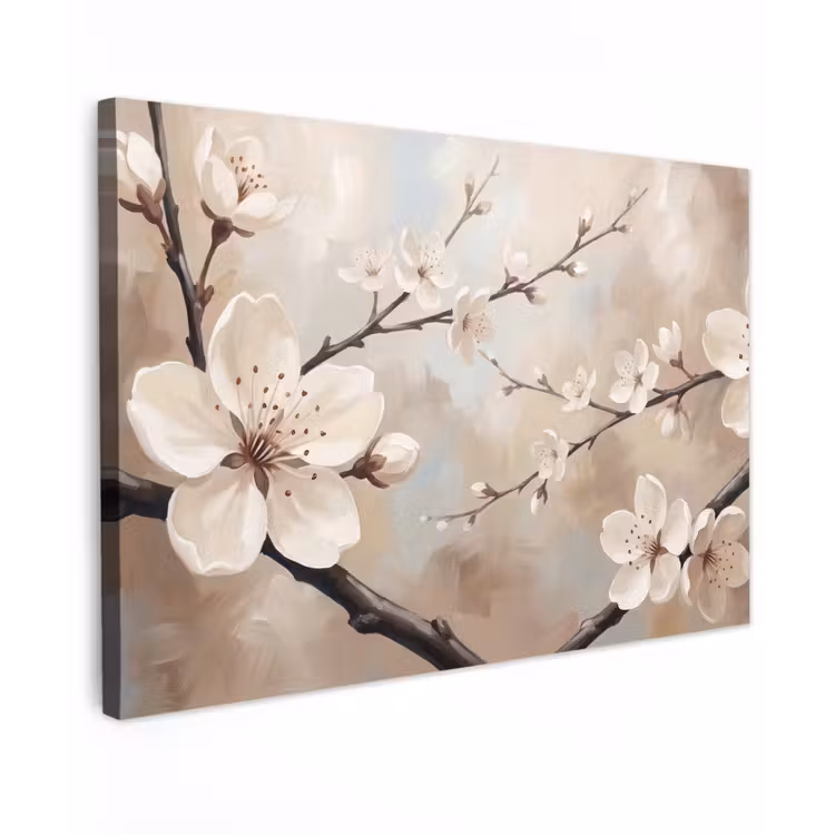Bloesem - Takken - Schilderij - Beige - Serene canvas 2cm klein -z3d
