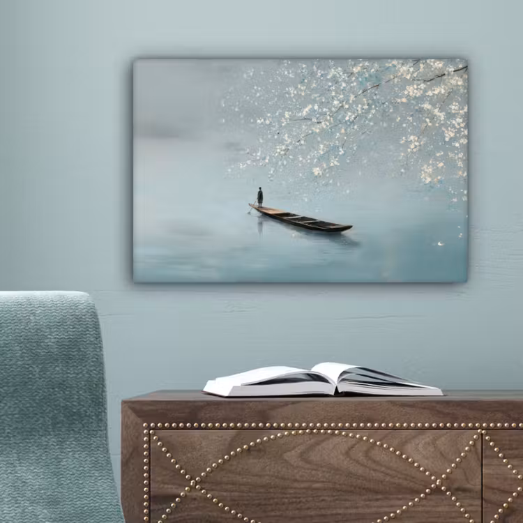Bloesems - Minimalistisch - Wateroppervlak - Boot canvas 2cm klein -sfeer4