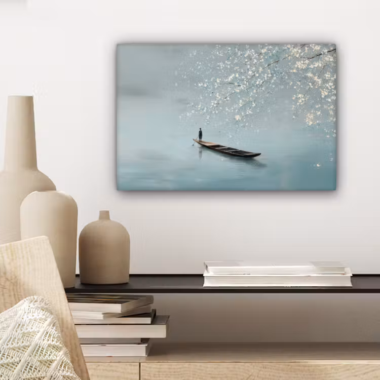 Bloesems - Minimalistisch - Wateroppervlak - Boot canvas 2cm klein -sfeer6