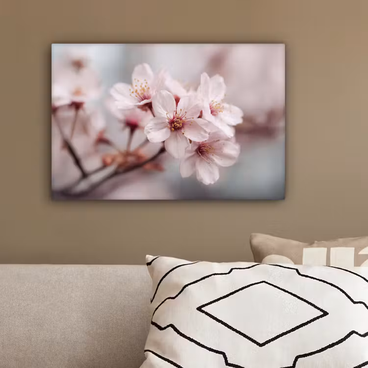 Bloesems - Meeldraden - Geel - Wazig canvas 2cm klein -sfeer3