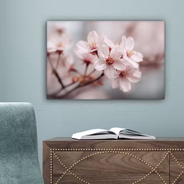 Bloesems - Meeldraden - Geel - Wazig canvas 2cm klein -sfeer4