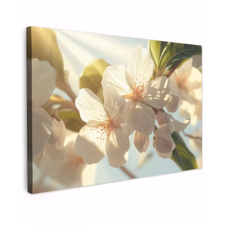 Bloesems - Wit - Zonnestralen -  Bloemblaadjes canvas 2cm klein -z3d