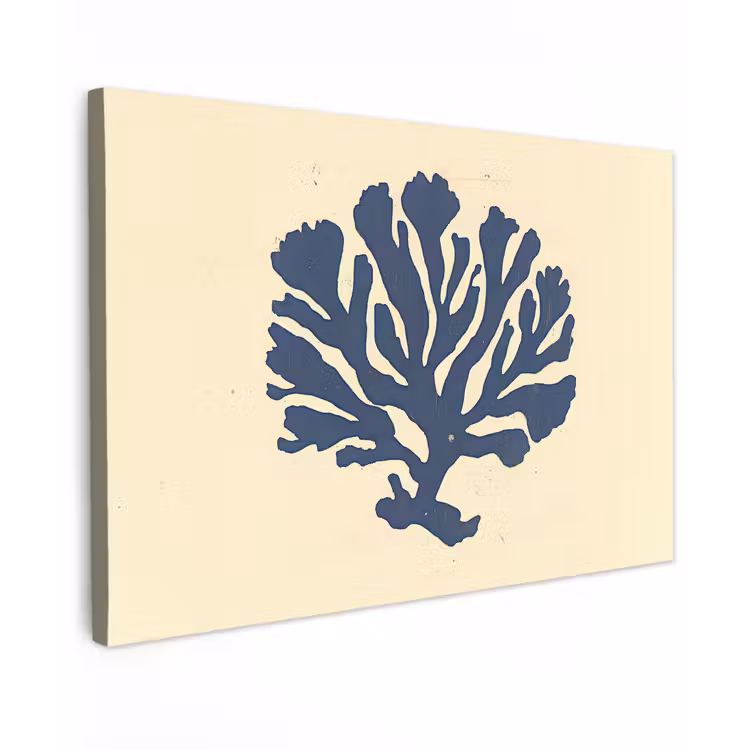 Blauw koraal - Vertakkingen - Beige canvas 2cm klein -z3d