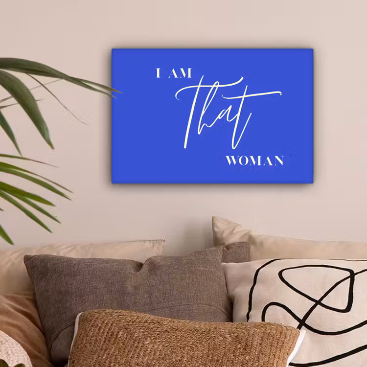 Blauw - I am that woman - Sierlijk - Minimalistisch canvas 2cm klein -sfeer1