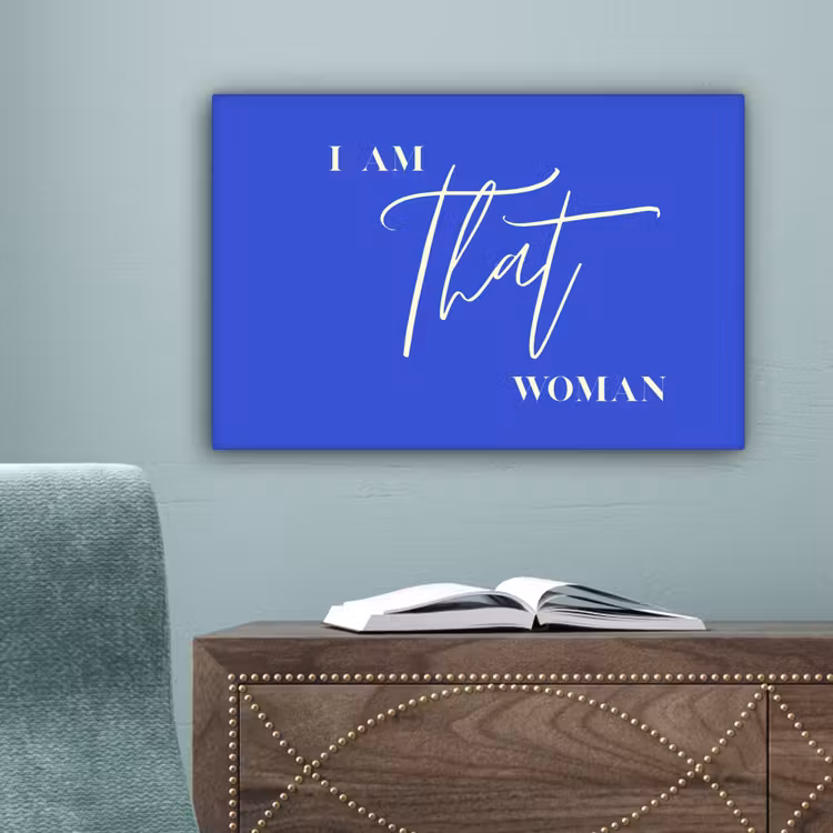 Blauw - I am that woman - Sierlijk - Minimalistisch canvas 2cm klein -sfeer4