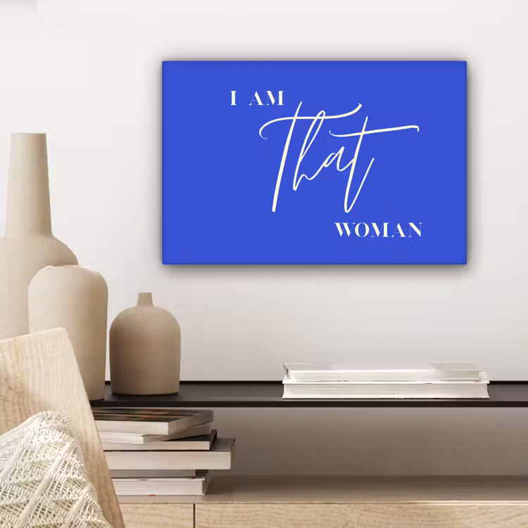 Blauw - I am that woman - Sierlijk - Minimalistisch canvas 2cm klein -sfeer6