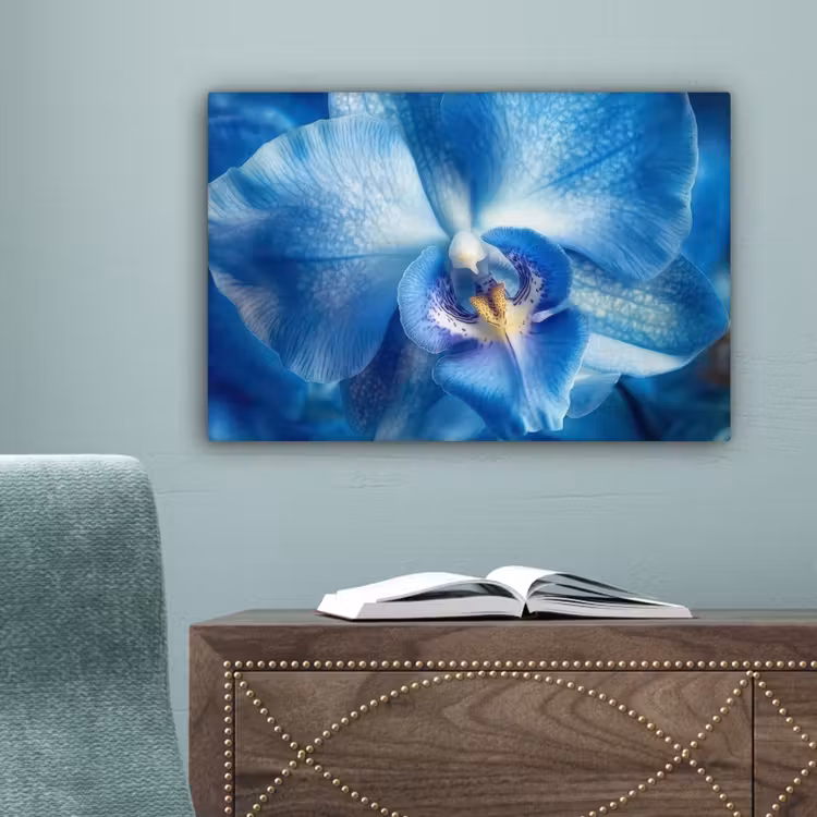 Blauw - Orchidee - Elegeant canvas 2cm klein -sfeer4