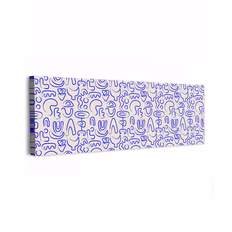 Blauw - Patroon - Abstract - Beige canvas 2cm klein 828 -z3d