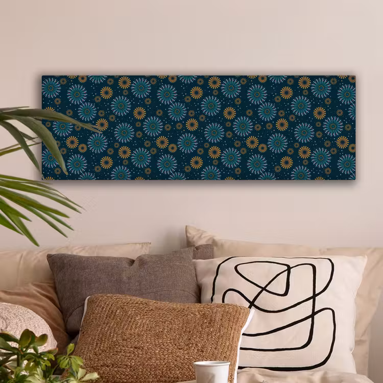 Blauw - Patroon - Retro canvas 2cm klein 828 -sfeer1