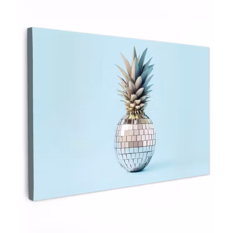 Blauw - Ananas - Disco - Discobal canvas 2cm klein -z3d