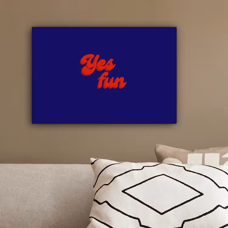 Blauw - Rood - Yes fun - 3D canvas 2cm klein -sfeer3