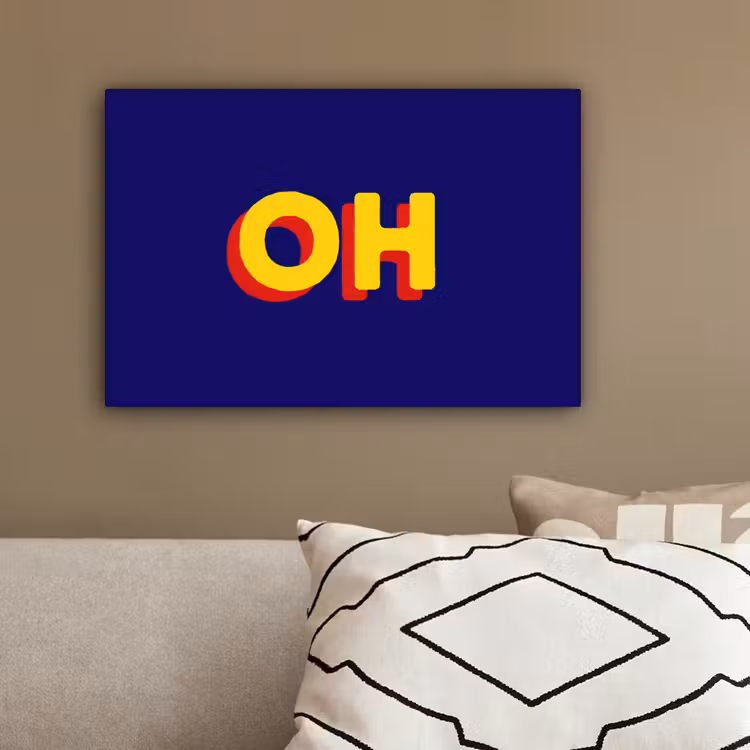 Blauw - Geel - OH - Schaduw canvas 2cm klein -sfeer3