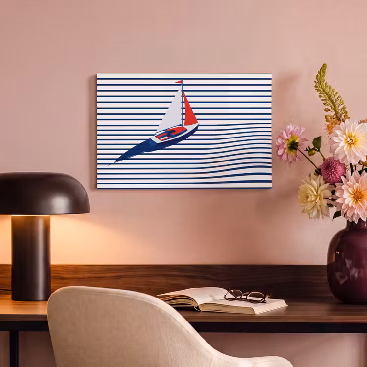Boot - Water - Abstract - Blauw canvas 2cm klein -sfeer4