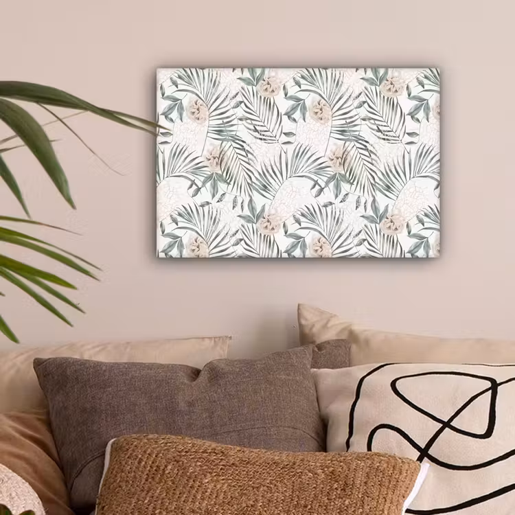 Bohemian - Bladeren - Bloemen - Tropisch canvas 2cm klein -sfeer1