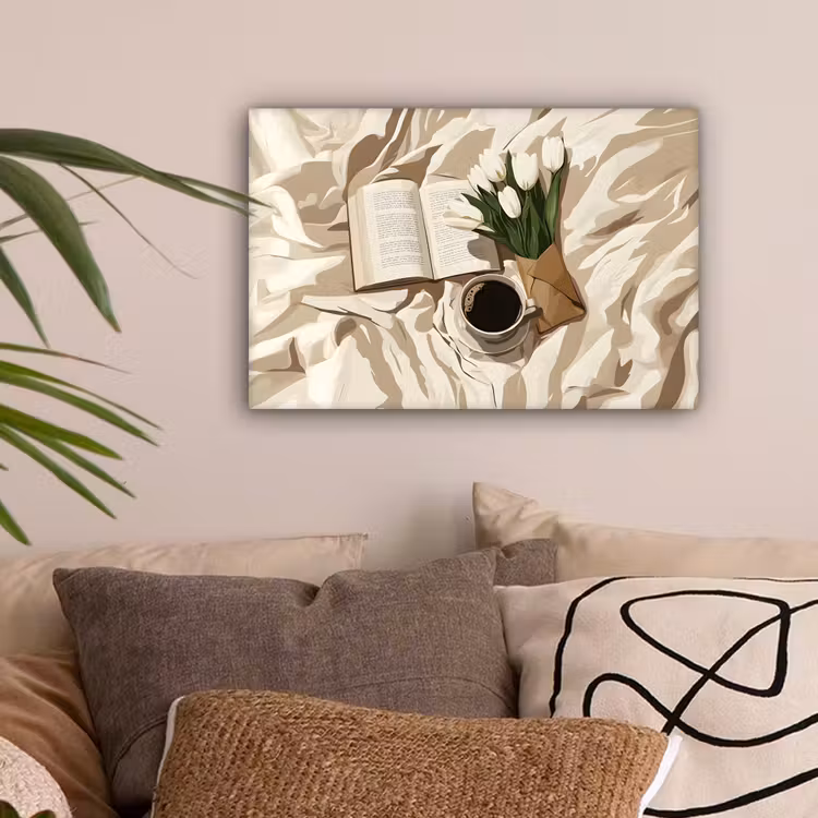 Boek - Illustratie - Tulpen - Koffie canvas 2cm klein -sfeer1