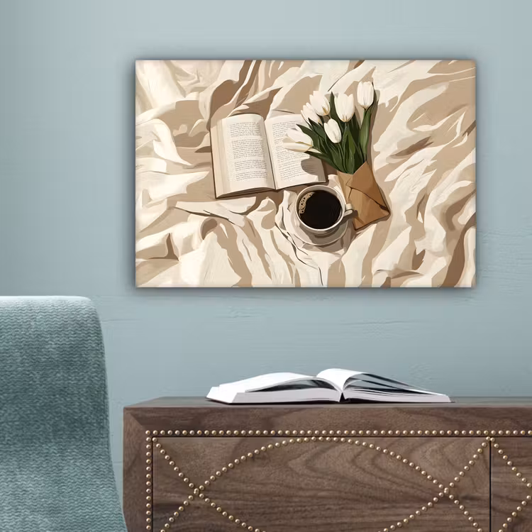 Boek - Illustratie - Tulpen - Koffie canvas 2cm klein -sfeer4