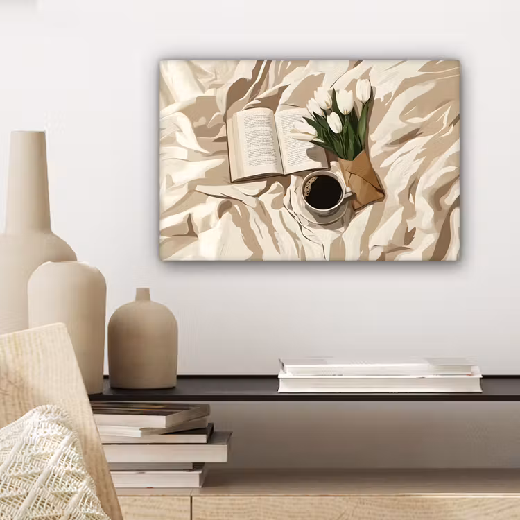 Boek - Illustratie - Tulpen - Koffie canvas 2cm klein -sfeer6