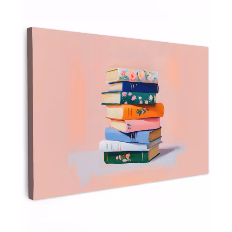 Boeken - Stapel - Kleurrijk canvas 2cm klein -z3d