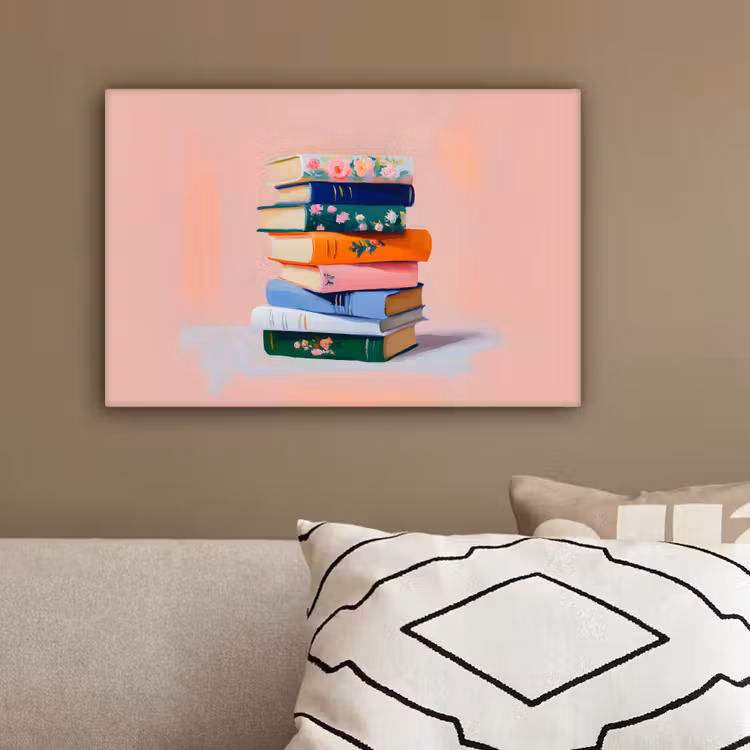 Boeken - Stapel - Kleurrijk canvas 2cm klein -sfeer3