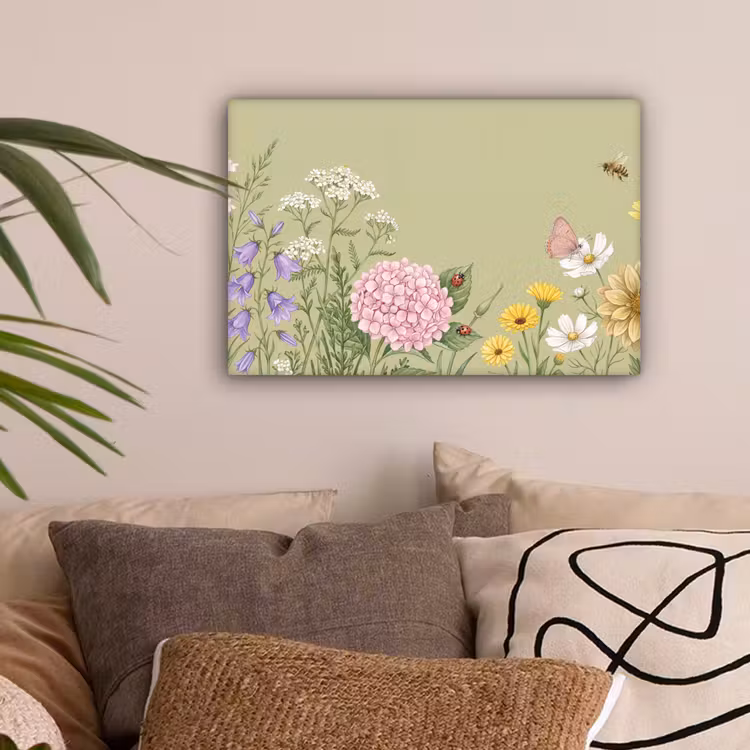 Botanisch - Bloemen - Kleurrijk canvas 2cm klein -sfeer1