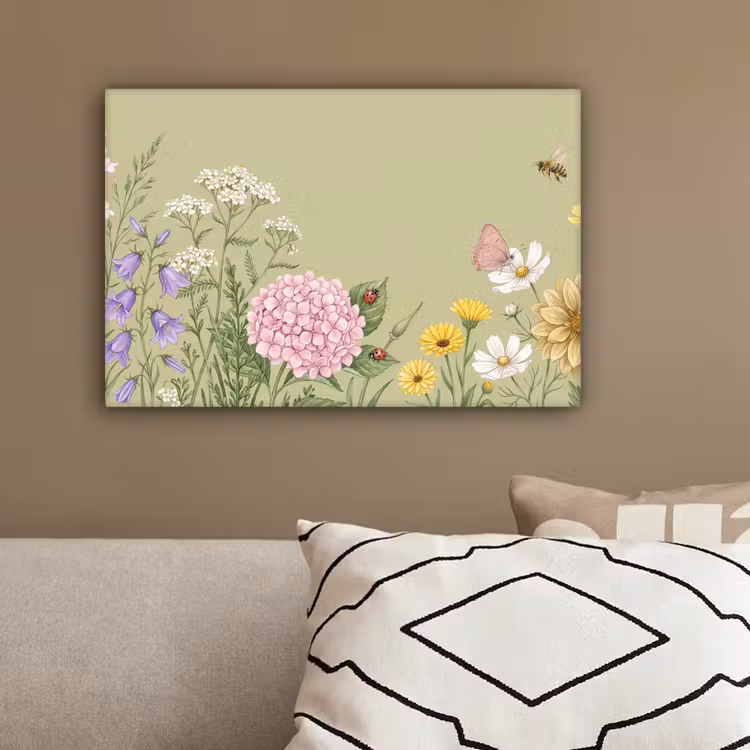 Botanisch - Bloemen - Kleurrijk canvas 2cm klein -sfeer3