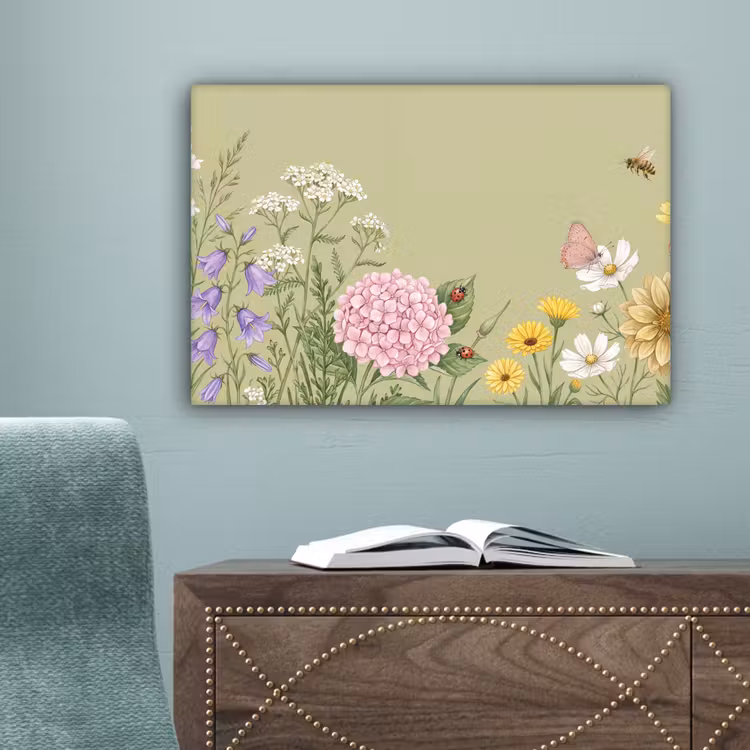 Botanisch - Bloemen - Kleurrijk canvas 2cm klein -sfeer4