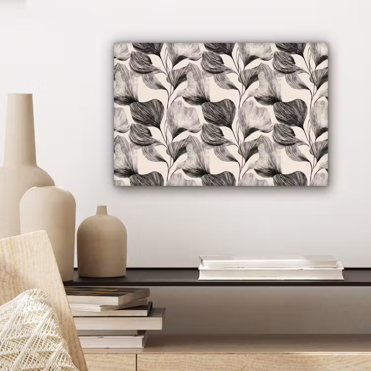 Botanisch - Bladeren - Zwart canvas 2cm klein 34 -sfeer6