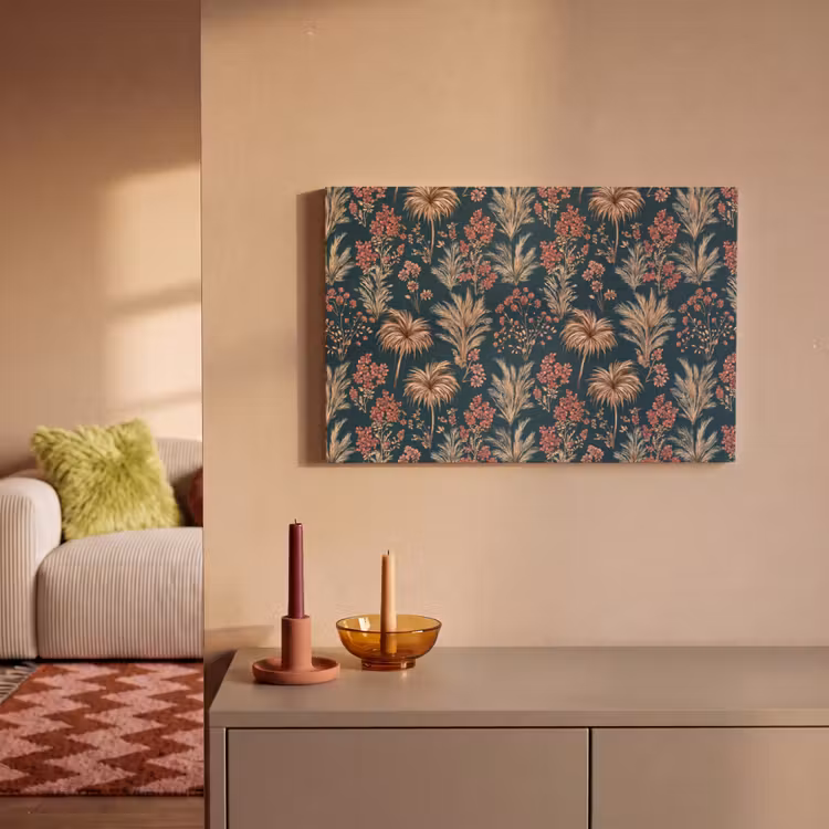 Botanisch - Patroon - Blauw canvas 2cm klein 34 -sfeer1