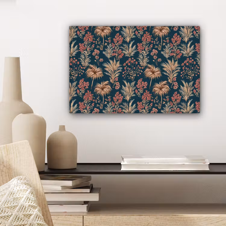 Botanisch - Patroon - Blauw canvas 2cm klein 34 -sfeer6