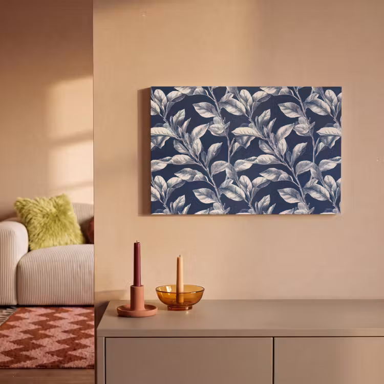 Botanisch - Patroon - Blauw canvas 2cm klein 34 -sfeer1