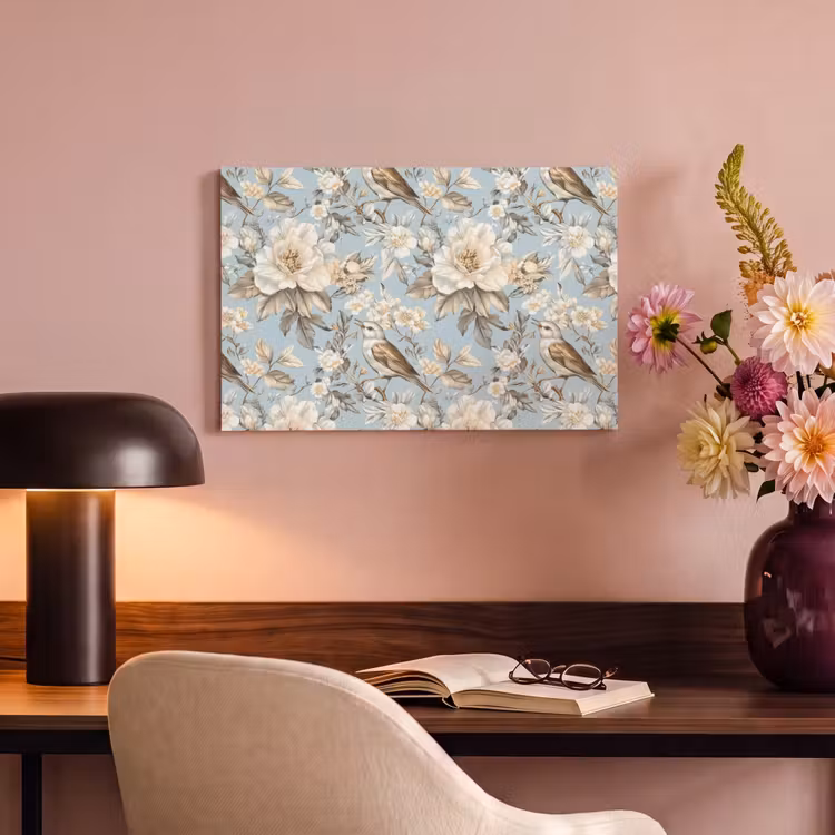 Botanisch - Zangvogel - Blauw canvas 2cm klein 34 -sfeer4
