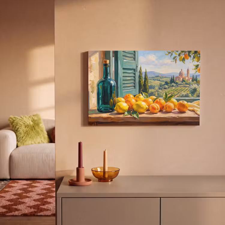 Canvas Print - Bottle - Fruit - Still Life - Fles - Fruit - Stilleven canvas 2cm klein