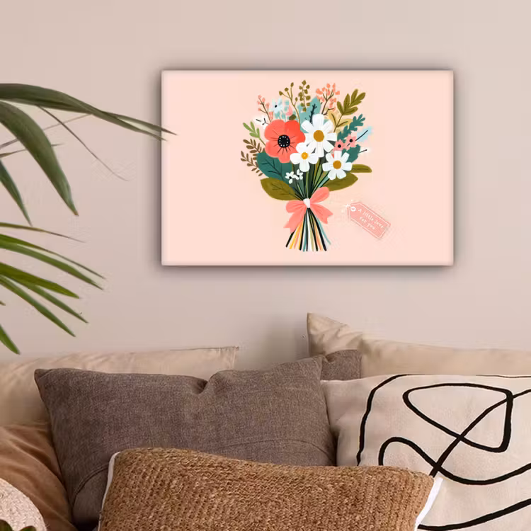 Boeket - Strikje - Kaartje - Quote canvas 2cm klein -sfeer1